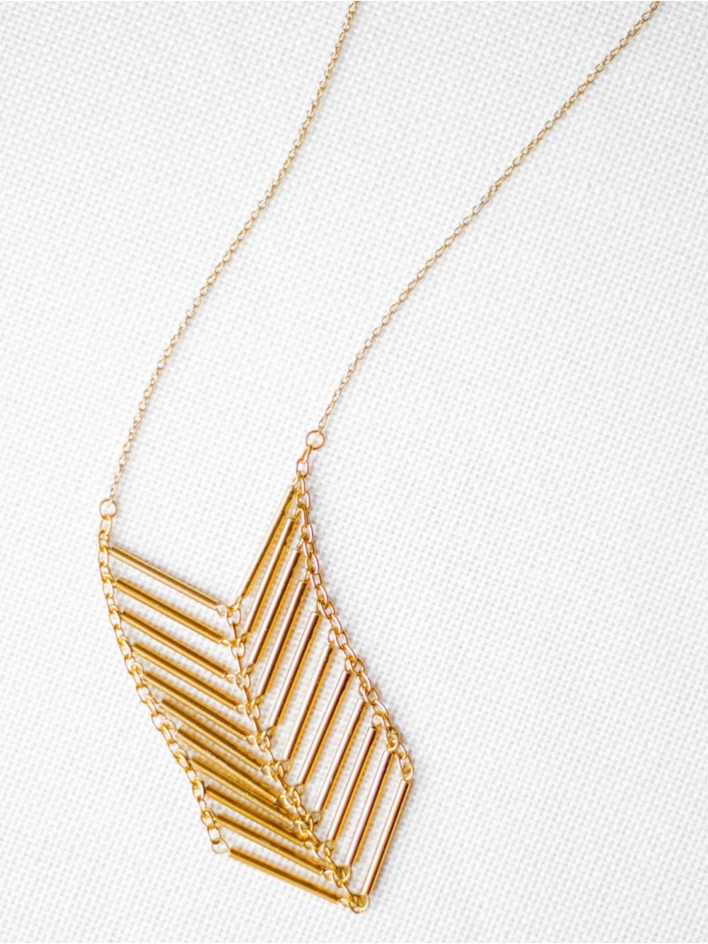 Gold Chevron Bar Statement Necklace - Women's Jewelry